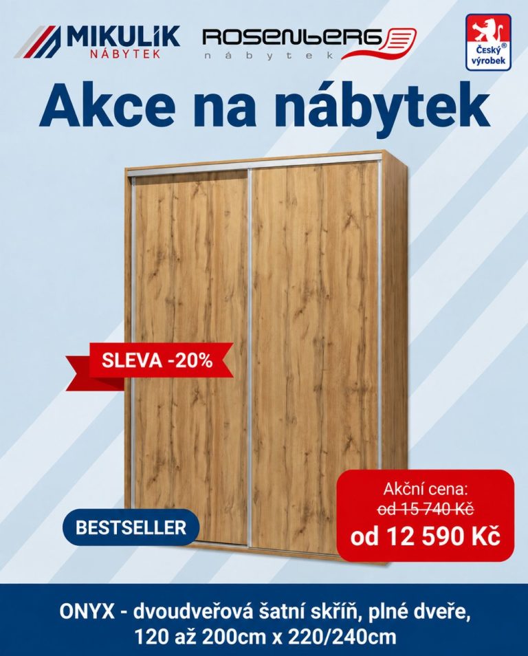 Šatní skříň Onyx, dvoudveřová: od 12 590 Kč místo od 15 740 Kč